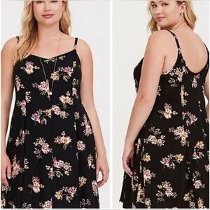 Torrid Black Floral Mini Dress